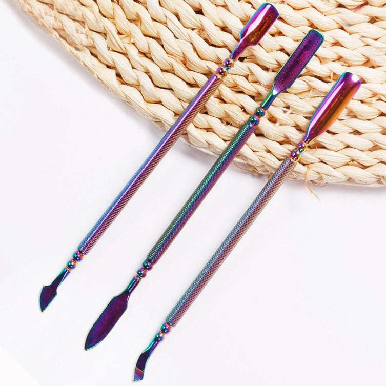Cuticle Pusher & Mixing Tools - 3pcs set - Colourful Steel