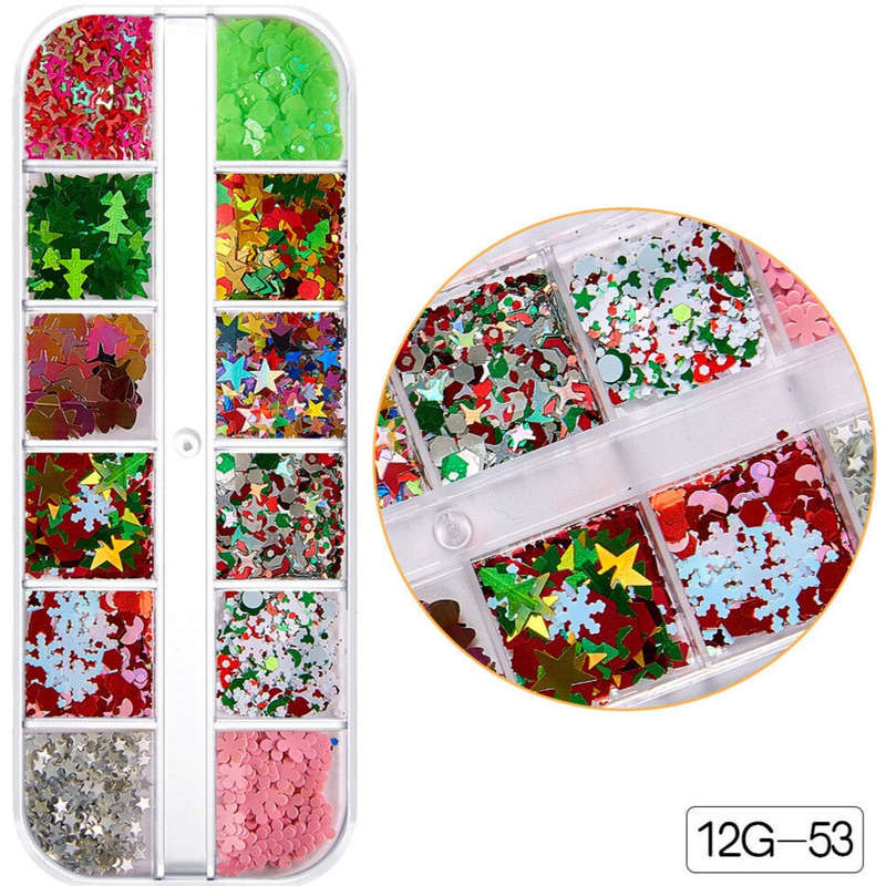 12 Grids Nail Decoration - Christmas Mix - (53)