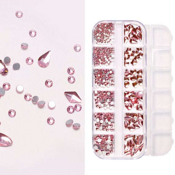 Rhinestones - Flat Bottom - Pink - Mix Shapes