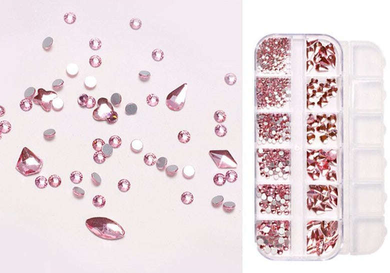 Rhinestones - Flat Bottom - Pink - Mix Shapes