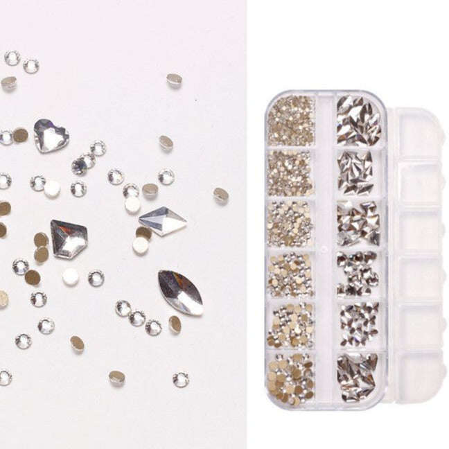 Rhinestones - Flat Bottom - Silver - Mix Shapes
