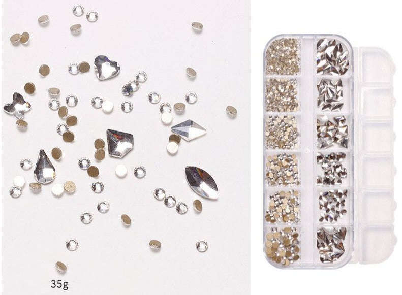 Rhinestones - Flat Bottom - Silver - Mix Shapes