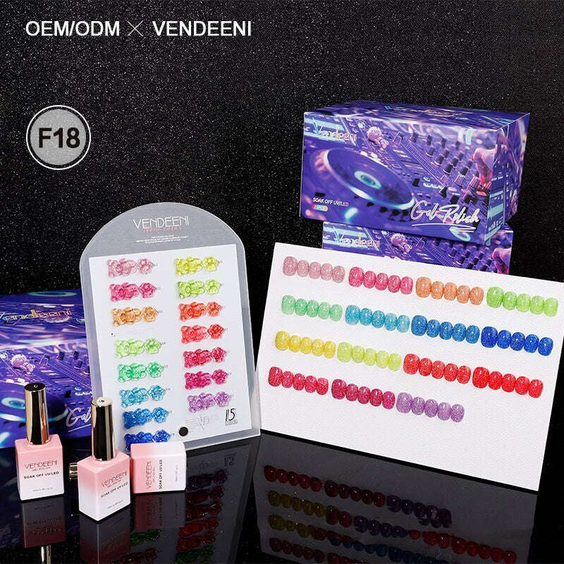 Vendeeni - UV Gel Polish/ Glow in the dark - 15pcs Set - F18