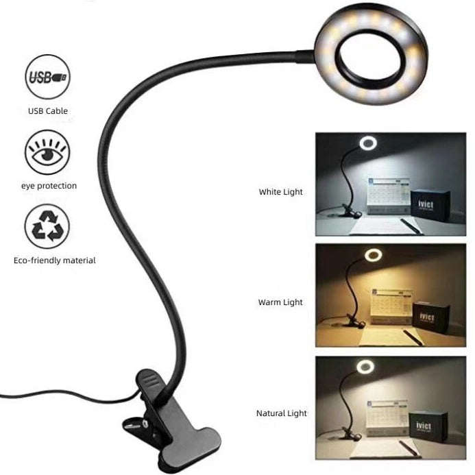 Table/Desk Ring lamp - Gooseneck with Clamp - FX001 - 7W - USB