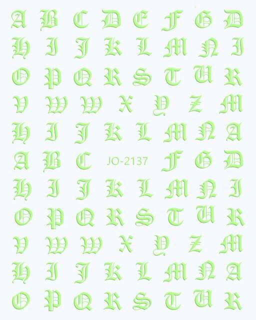Nail Sticker - Alphabet - Neon Green