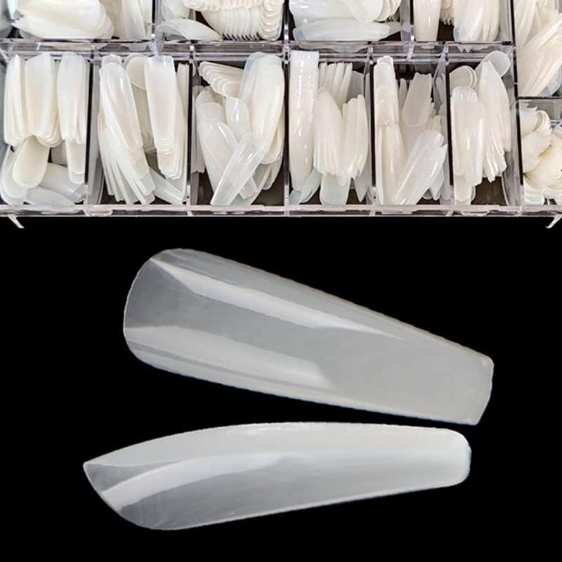 Coffin - Long Full Cover / Press On Nail Tips - 500pcs - Box - Natural