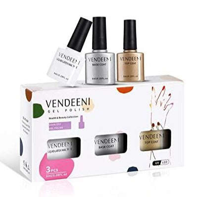 Vendeeni - UV Gel Polish - 3pcs Set - Set 9 - (BASECOAT / TOPCOAT / LATEX)