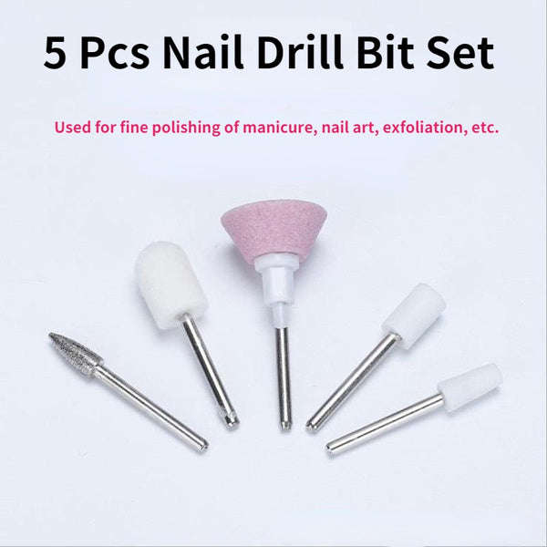 Nail Polishing Manicure Drill Bit Set - 5pcs