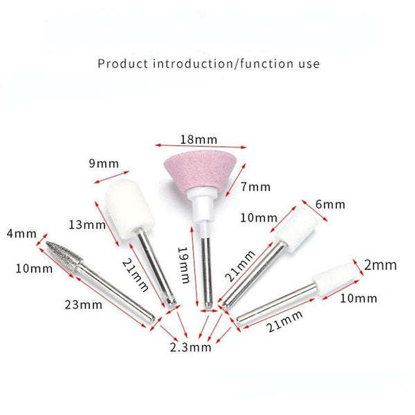 Nail Polishing Manicure Drill Bit Set - 5pcs