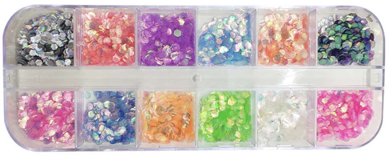 Nail Decoration - Hexagon - 12 Grit Box