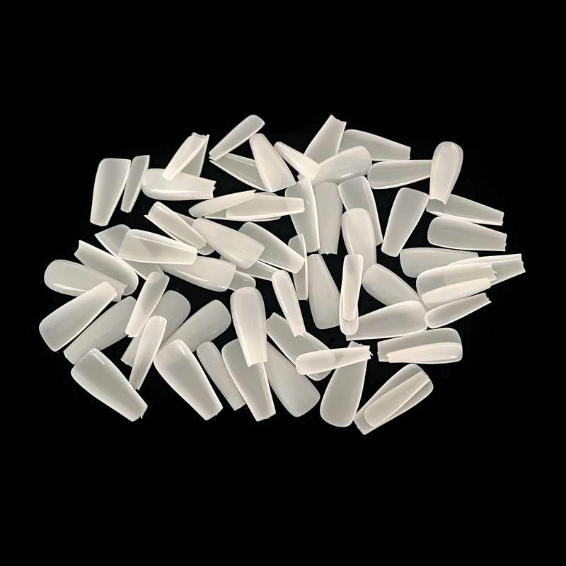 Coffin - Long Full Cover / Press On Nail Tips - 500pcs - Box - Natural