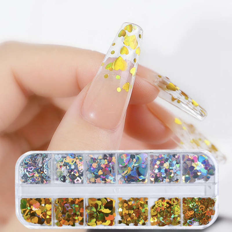 Silver/Gold Heart Mix Sequins - 12 Grit Box