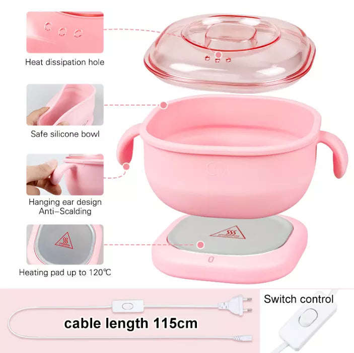 Wax Pot / Wax Boiling Bowl with Heating Pad - 400ml - Pink