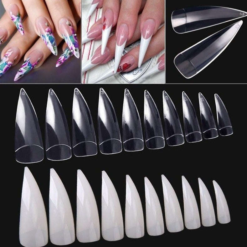 Stiletto/Eagle Claw - Half Cover Nail Tips - 100pcs - Box (Buy 1, Get 1 Free)