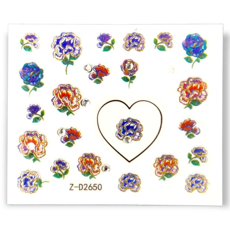 Nail Sticker - Roses With Diamante - (Z-D2650)
