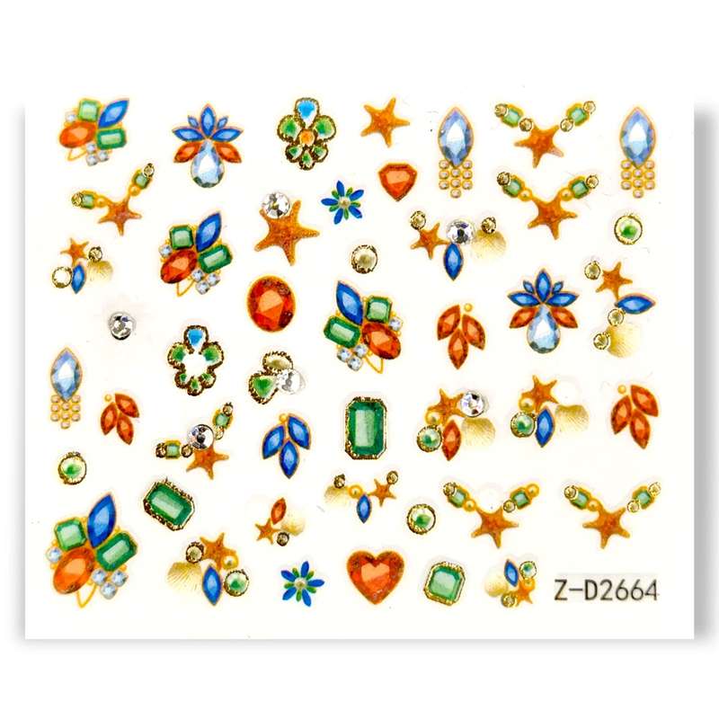 Nail Sticker - Gems and Stars - (Z-D2664)
