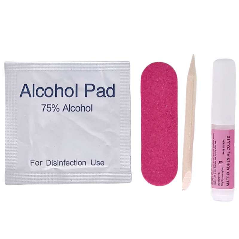 Press-On Nail Prep Kit with Glue - (1 set) 4pcs