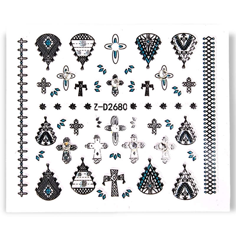Nail Sticker - Cross with Rhinestone - (Z-D2680)