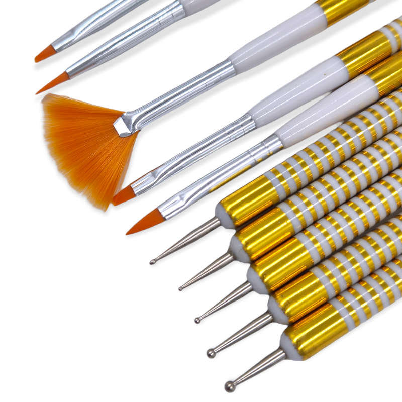 Double Sided Dotting Tool & Manicure Brush Set -  5pcs
