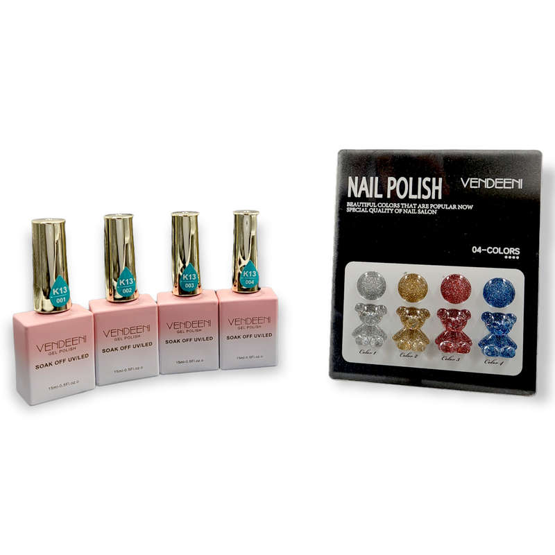 Vendeeni - UV Gel Polish - 4pcs Set - K13 - Diamond Chipping / Reflective