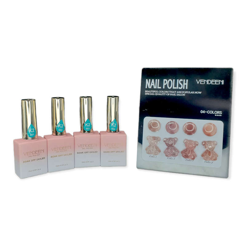 Vendeeni - UV Gel Polish - 4pcs Set - K2 - Transparent Brown/Nude