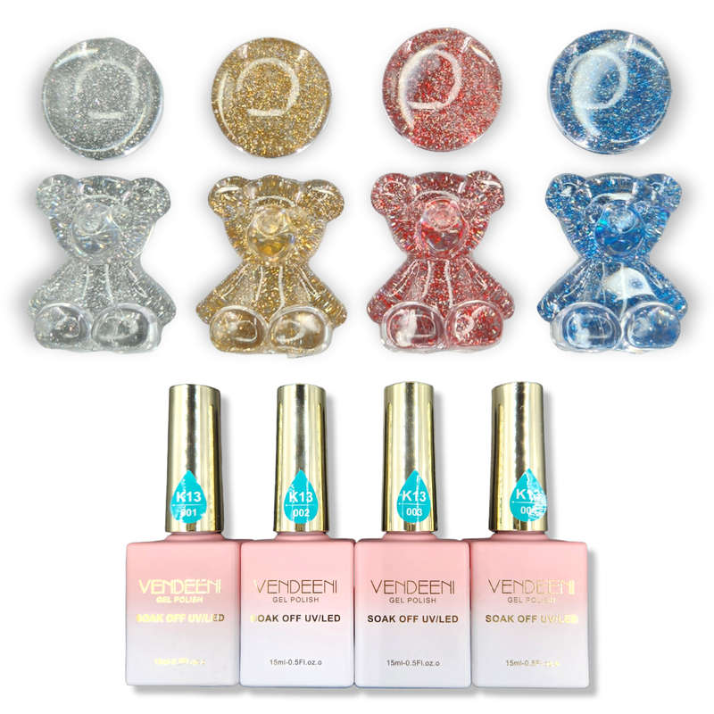 Vendeeni - UV Gel Polish - 4pcs Set - K13 - Diamond Chipping / Reflective
