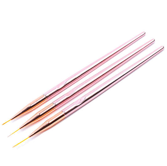 Drawing / Striping Brush - Rose Gold & Gold - 3pcs