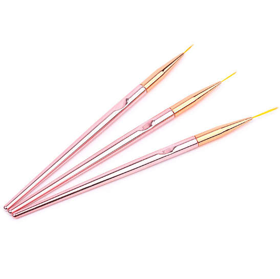 Drawing / Striping Brush - Rose Gold & Gold - 3pcs