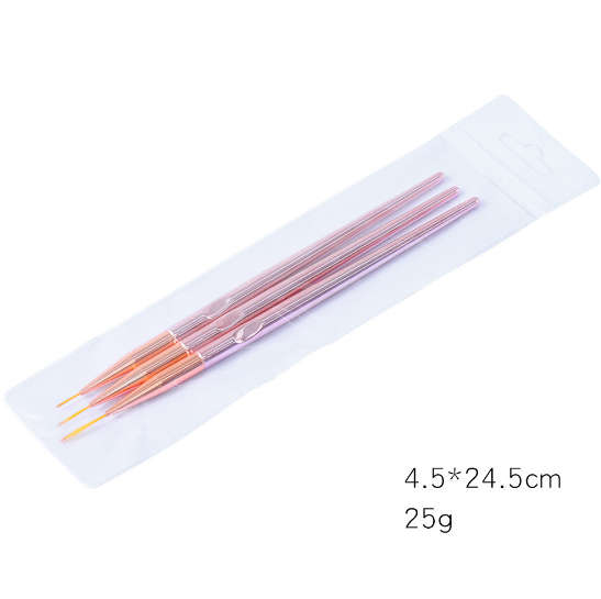 Drawing / Striping Brush - Rose Gold & Gold - 3pcs