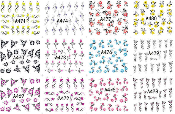 Water Slide Decals - Petal Flower 48pcs