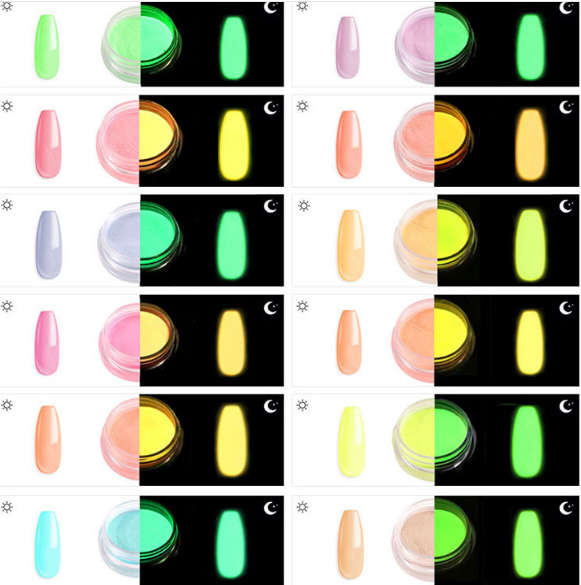 Glow in the dark Powder - 12pcs 