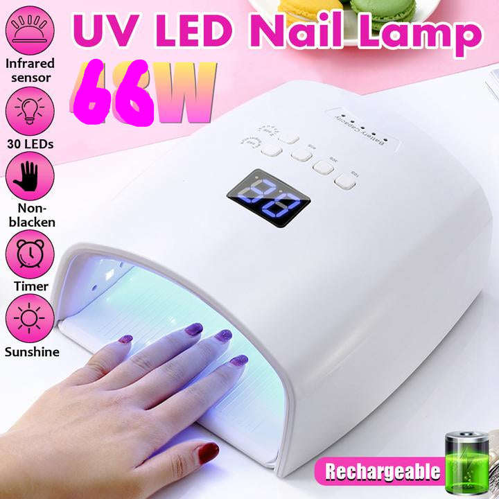 Cordless Rechargeable - UV LED Light / Lamp 66W - White