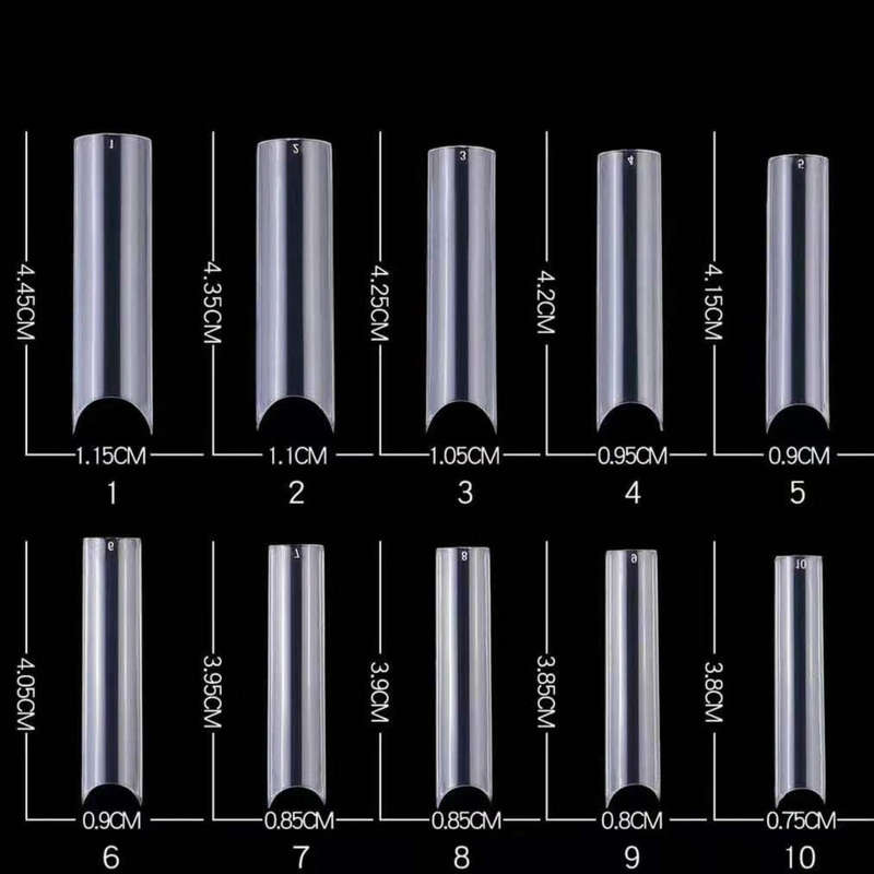 C Curve Straight - XL Long Nail Tips - 100pcs - Box - Clear