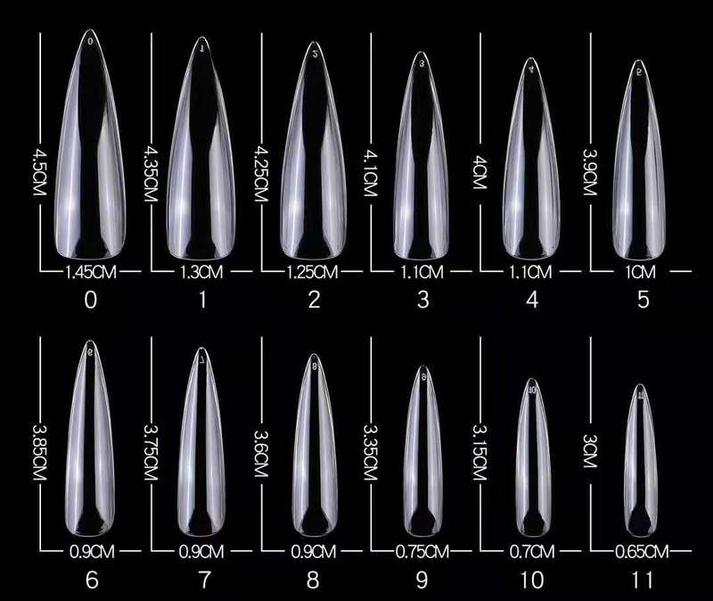 Stiletto - XL Long Full Cover / Press On Nail Tips - 120pcs - Box - Clear