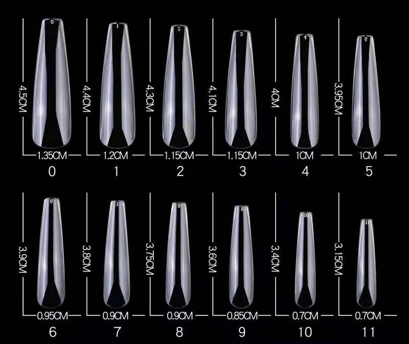 Coffin - XL Long Full Cover / Press On Nail Tips - 120pcs - Box - Clear