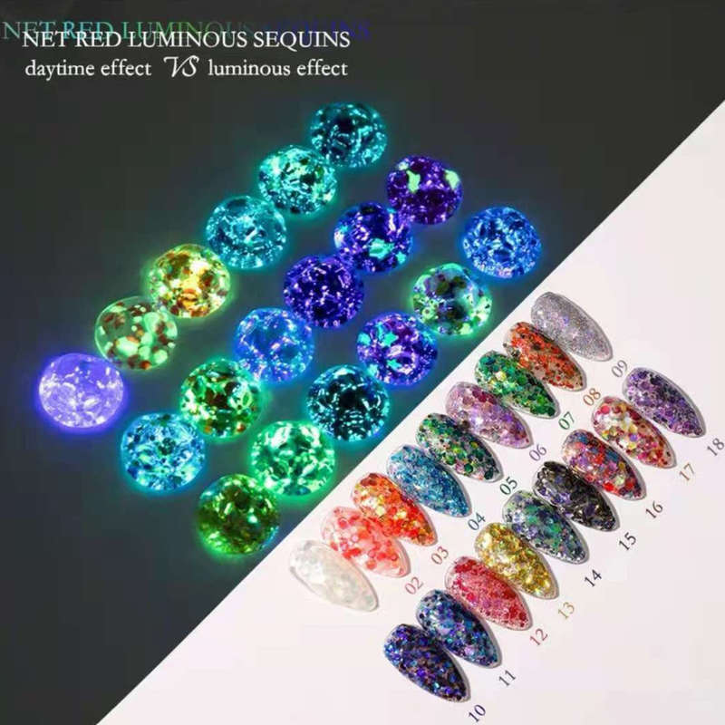 Vendeeni - UV Gel Polish - Glow in the dark Glitter Gel - Pods - 10g