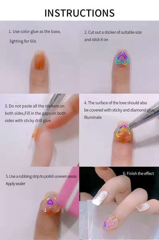 Aurora Laser Nail Sticker - Heart  (Buy 1, Ger 1 Free)