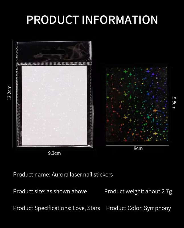 Aurora Laser Nail Sticker - Heart  (Buy 1, Ger 1 Free)
