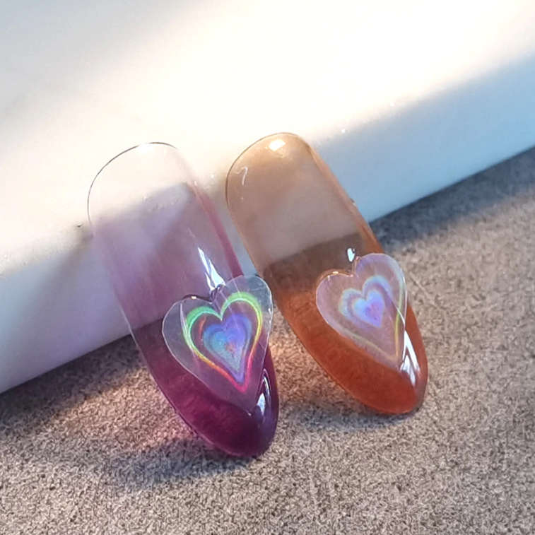 Aurora Laser Nail Sticker - Heart  (Buy 1, Ger 1 Free)