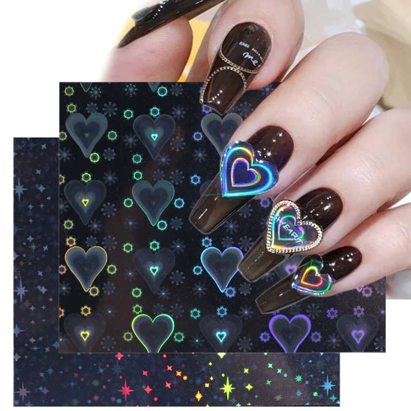 Aurora Laser Nail Sticker - Heart  (Buy 1, Ger 1 Free)