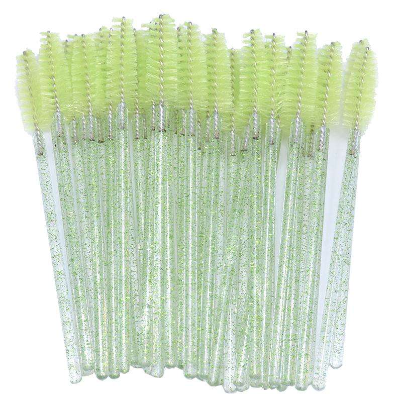 Mascara Wands / Spoolies - 50pcs - Green Glitter