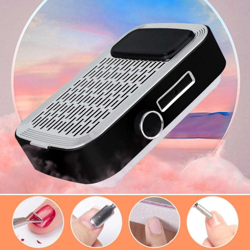 Nail Dust Collector / Manicure Vacuum Cleaner - Rechargeable & Adjustable Speed - 80w - White & S...