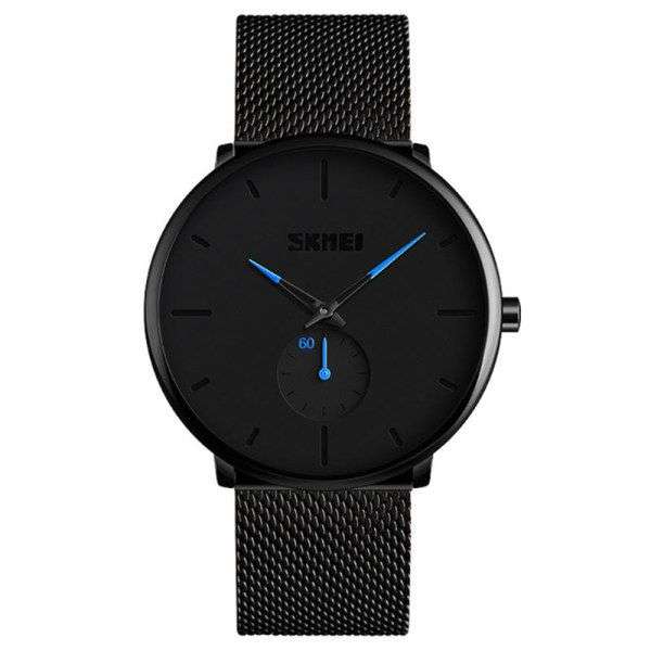 SKMEI classic mesh steel quartz 9185-black and blue