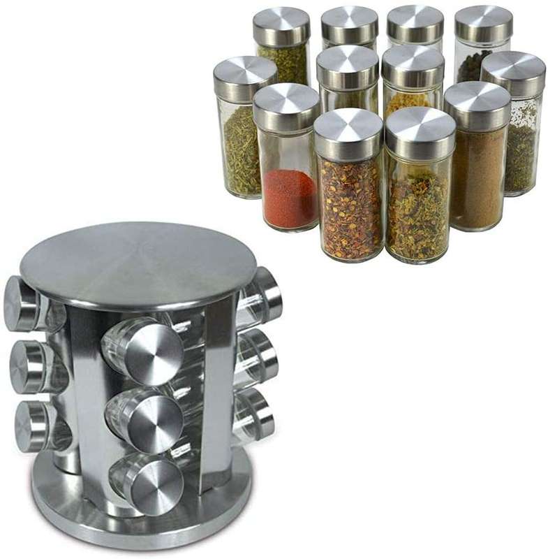 Stainless Steel Stylish Spice Rack - 12 Piece
