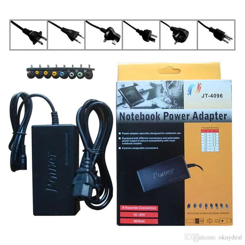 Multifunctional Notebook Charger Laptop Power Adapter - Black