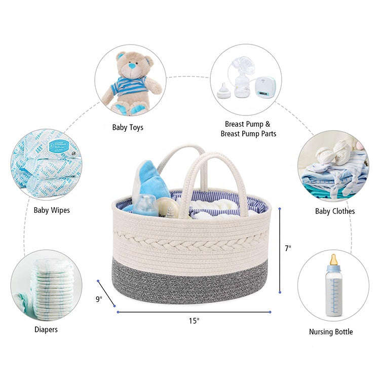 Luxury Baby Portable Large Diaper Caddy Organizer Nursery Storage Bin - Plain White