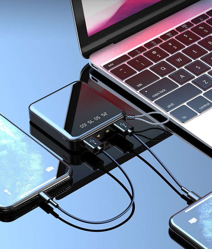 Portable Power Bank With Data Cable