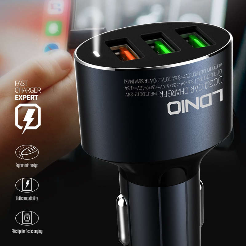 Aluminum Alloy  Port USB Quick  3.0 Car Charger