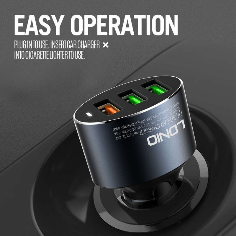Aluminum Alloy  Port USB Quick  3.0 Car Charger