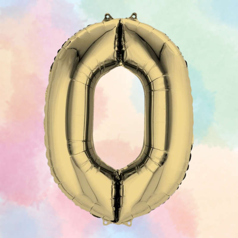 FOIL BALLOON  LARGE WHITE GOLD ZERO 0
